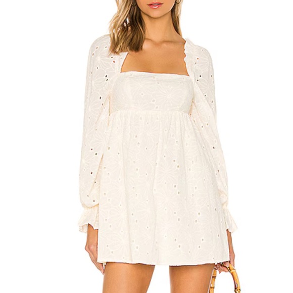 Lovers and Friends Devy Mini Dress Ivory Eyelet Size Small - Picture 1 of 5